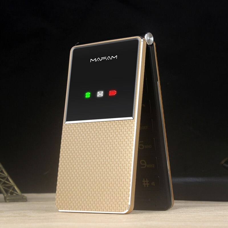 F699 espelho mágico extra fino clamshell grande personagem alto botão vibração grande alto-falante grande bateria telefone da família: add 4G TF card / Golden