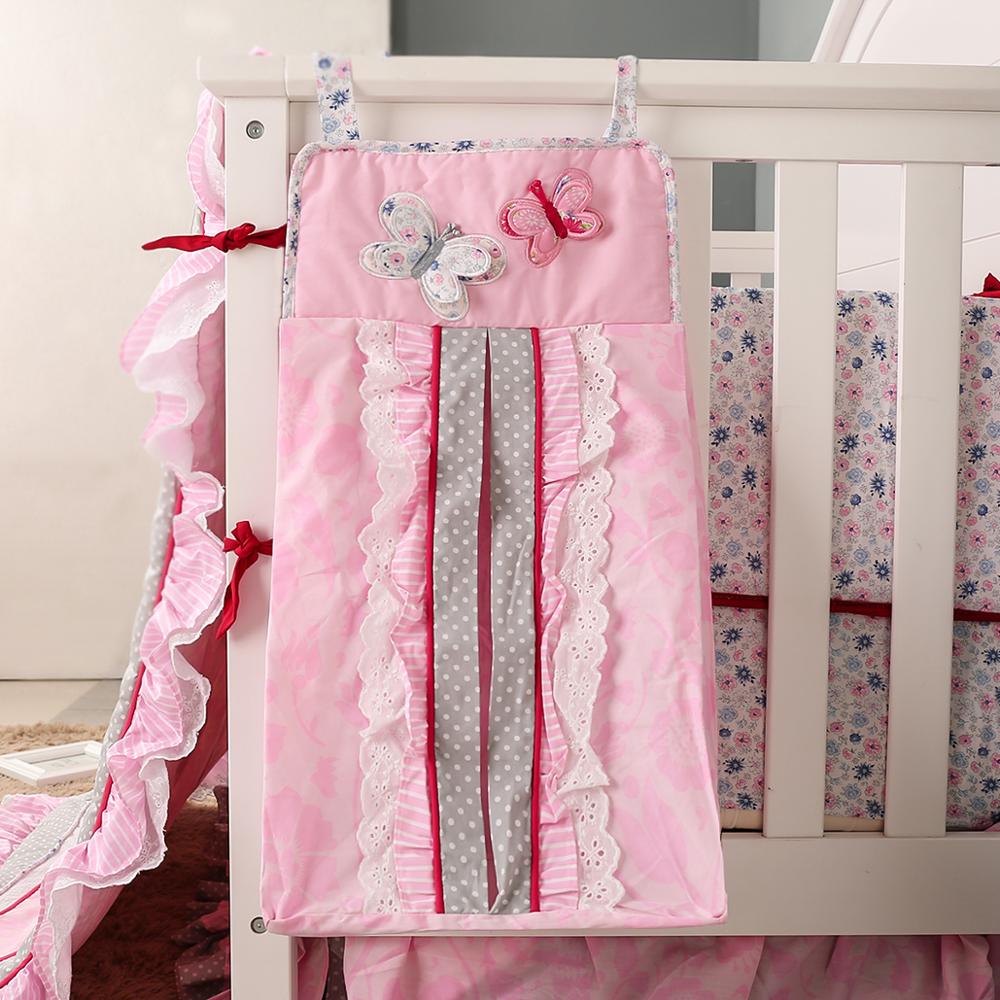Baby sengetøj sæt 3d applique broderi sommerfugl mønster krybbe sæt comfoter ark krybbe nederdel kofangere til nyfødt baby pige: Stil 06