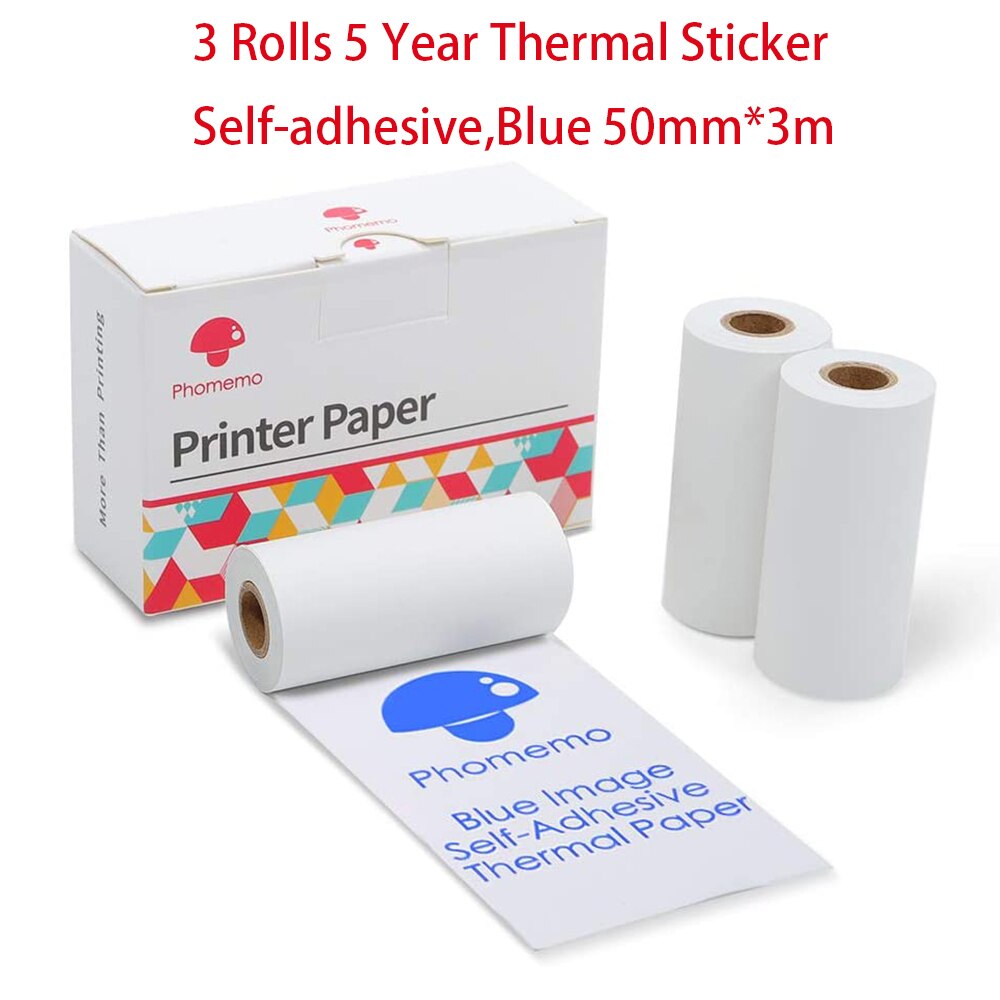 Phomemo Bunte Thermische Aufkleber Papier 50mm Für Phomemo M02/M02 Profi/M02S Mini Drucker Foto Selbst-klebstoff Papier Rolle: Blau Aufkleber