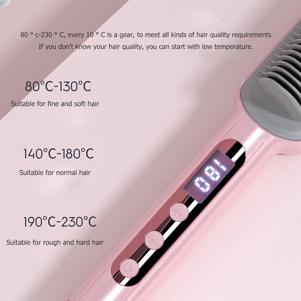 2 in 1 Electric Air Comb Hair Straightener Brush Ceramic Hair Curler Heated Electric Smart Brush Styling Tools