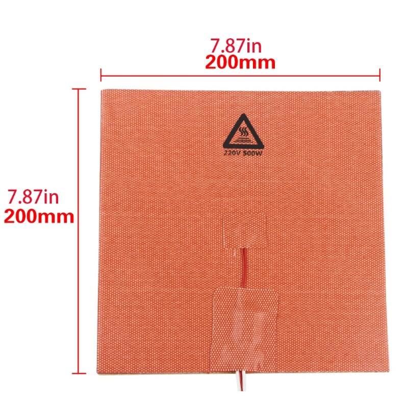 Almohadilla de cama de calentador de silicona impermeable para impresora 3D, 235x235mm, 24V, 200W, Ender-3: 220v 500w