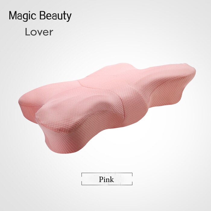 Almohadas de cama en forma de mariposa, almohada de espuma viscoelástica, Cervical, ortopédica, para el cuidado de la salud, de rebote lento para dormir: Pink