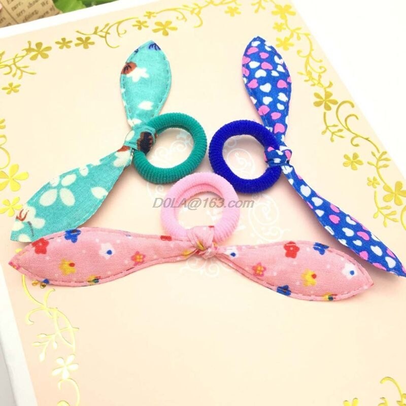 100Stck freundlicher Elastische Haar Band Nette Bogen Kaninchen Ohren Stirnband Haar Saiten