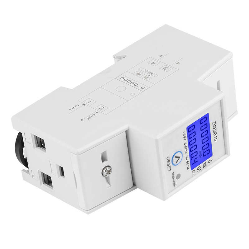Electric Meter 5-80A 230V 50Hz Digital LCD Single Phase Energy Meter Watt Meter DIN Rail Mounting DDS015 Dgital Wattmeter