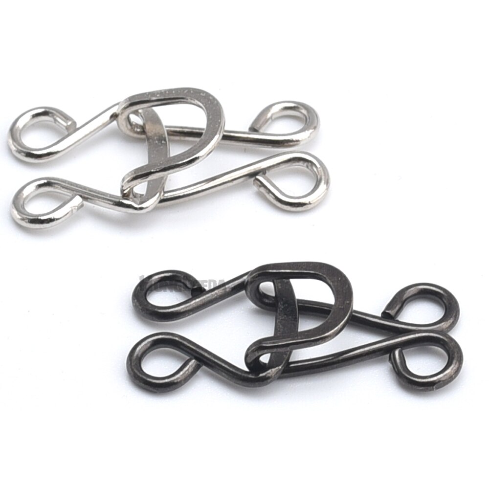 50 set/lote grande de metal latón gancho/gancho de ojo 16 # pantalones/falda/pantalón/gancho para ropa ojos níquel plata negro color níquel