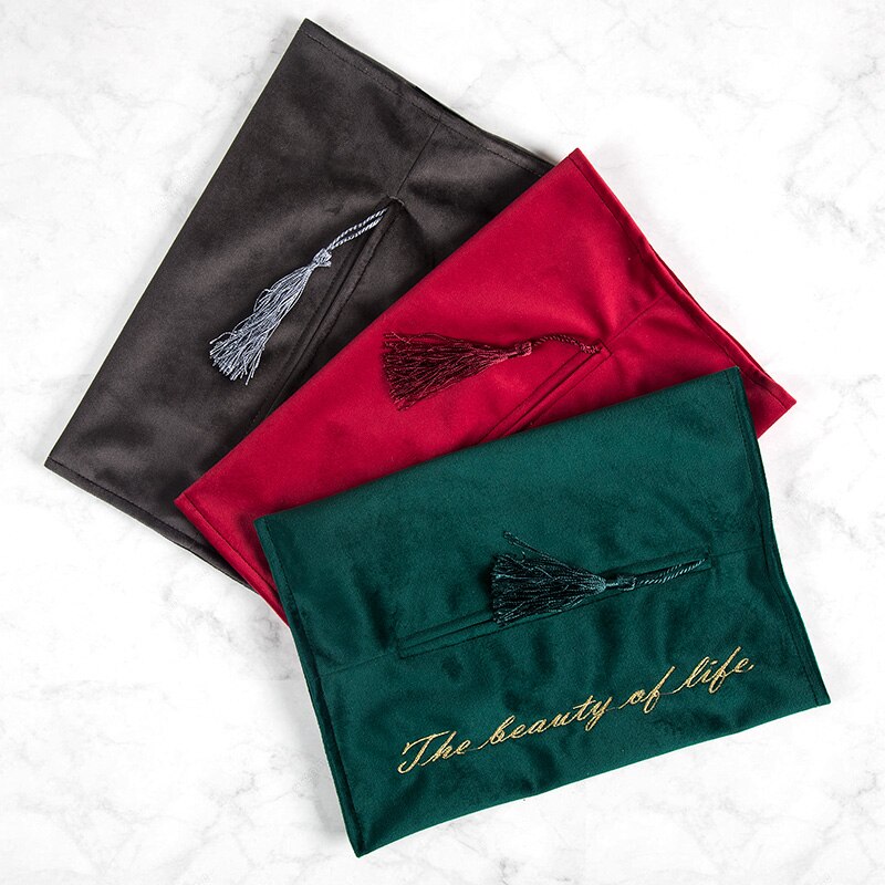 Tassel tissue box deksel thuis auto hotel tissue houder thuis keuken organizer trekkoord tas