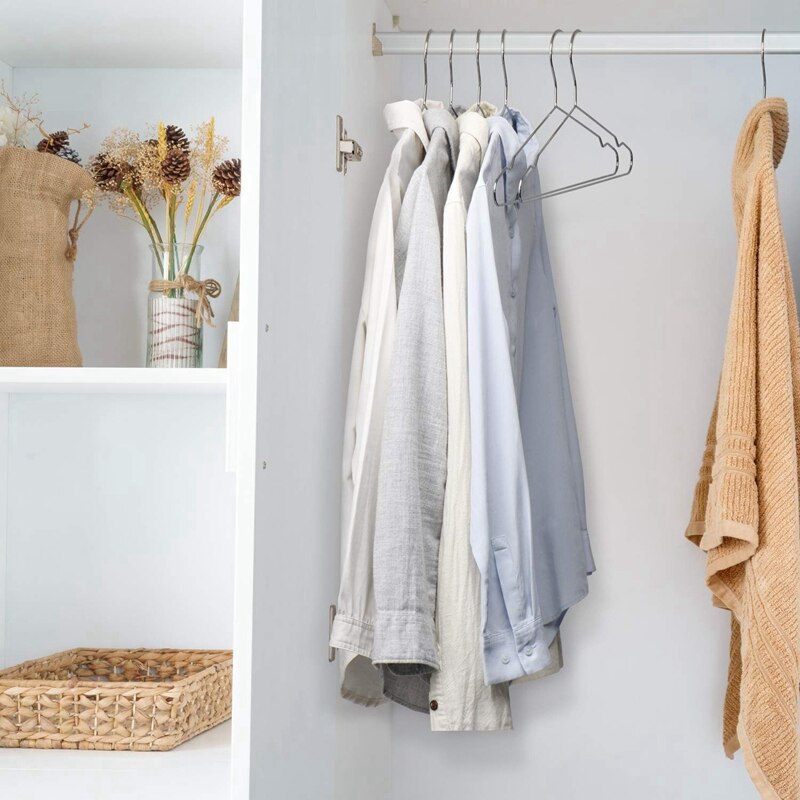 Perchas de 20 piezas de acero inoxidable para ropa, gancho para ahorrar espacio, estándar, 40 cm