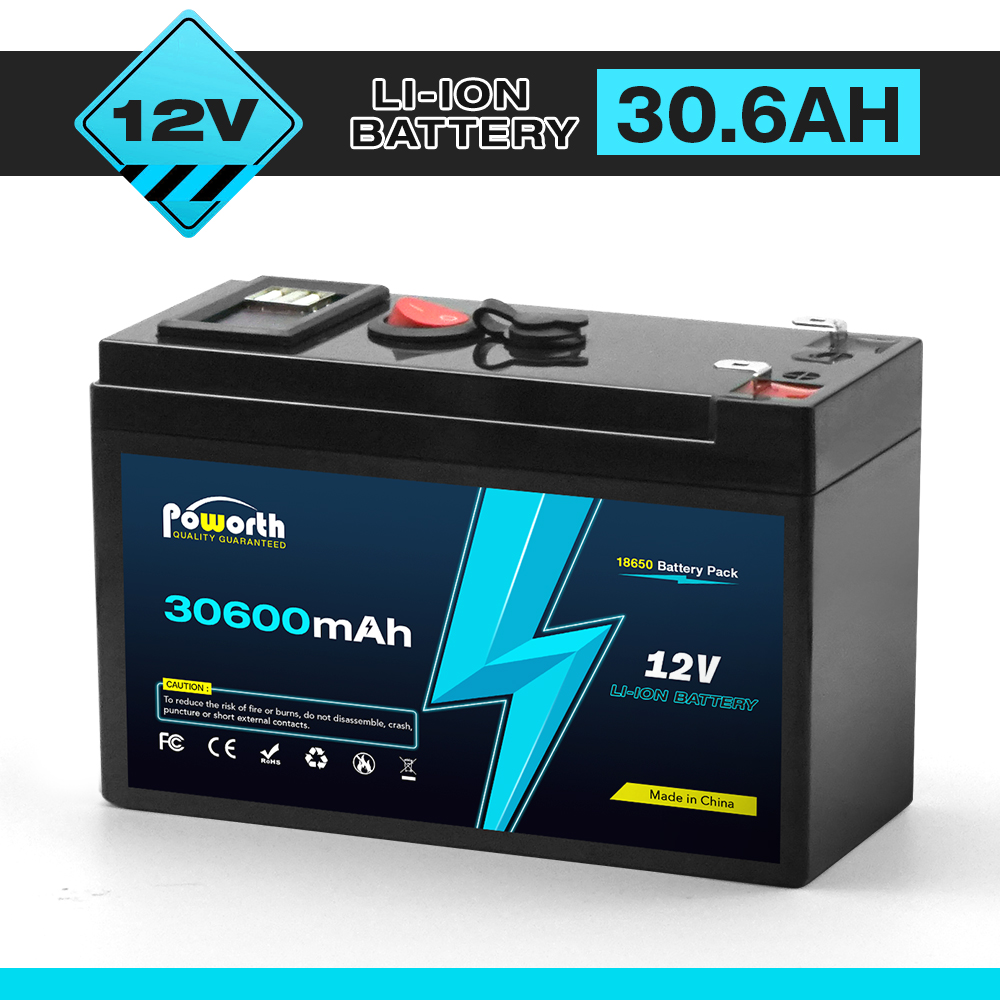 12 V 30,6 Ah LiFePO4-Lithiumbatterie, integriertes 30 A BMS, über 5000 wiederaufladbare Deep-Cycle-Batterie, perfekt für Solarenergie