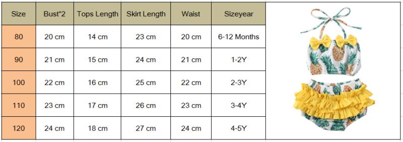 US Stock 2PCS Baby Girl Summer Yellow Swimwear Kids Children Bikini Set Swimsuit