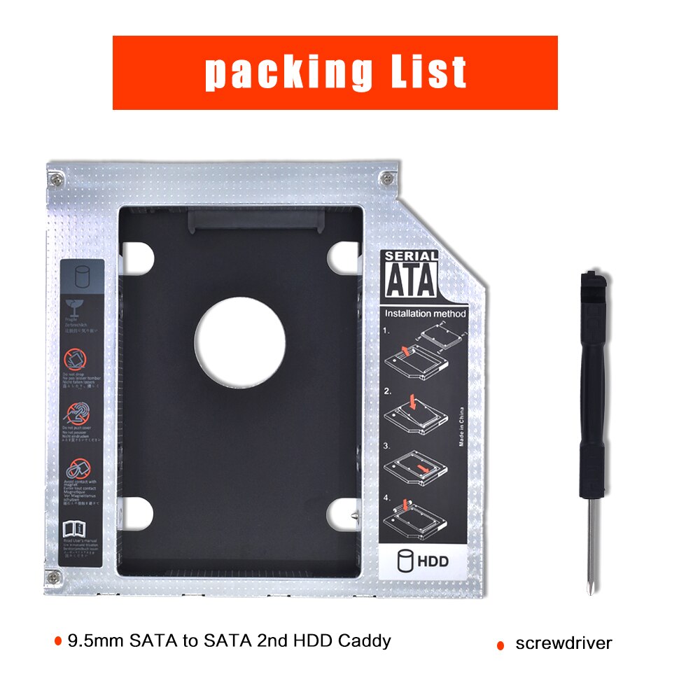 TISHRIC para Notebook CD DVD ODD 2ª HDD Caddy 9,5 12,7mm SATA con indicador LED para 2,5 SSD, carcasa HDD Optibay