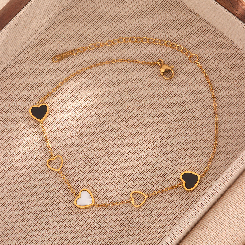 316L Roestvrij Staal Mode Upscale Sieraden Embedden Natuurlijke Schelpen Liefde Hart Vorm Charm Ketting Armbanden Armband Voor Vrouwen