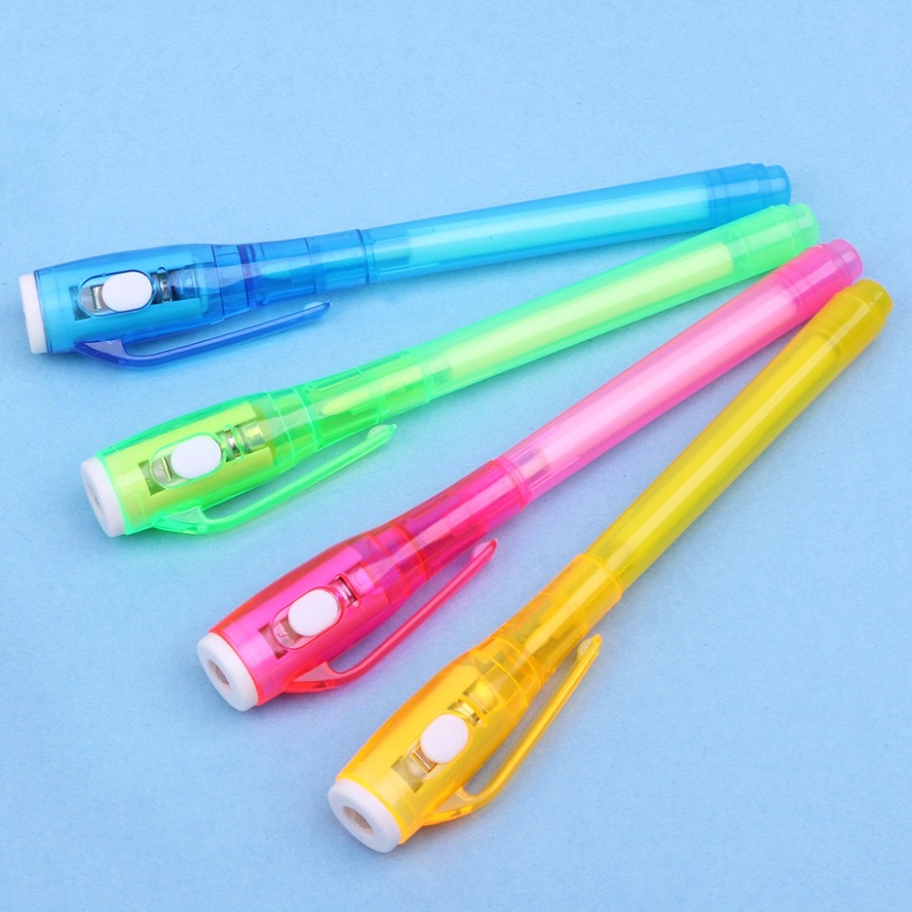 Rotulador de tinta Invisible mágica, dispositivo de escritura para mensajes secretos con luz UV, suministros de papelería de oficina, C26, 1 ud.