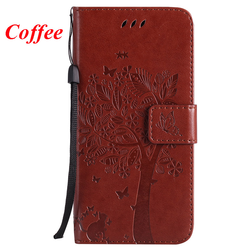 For Huawei P7 Case PU Leather Wallet Flip Stand Cover 3D Tree For Huawei P7 P7-L00 P7-L05 P7-L10 P7-L11 Phone Cases Fundas: Coffee