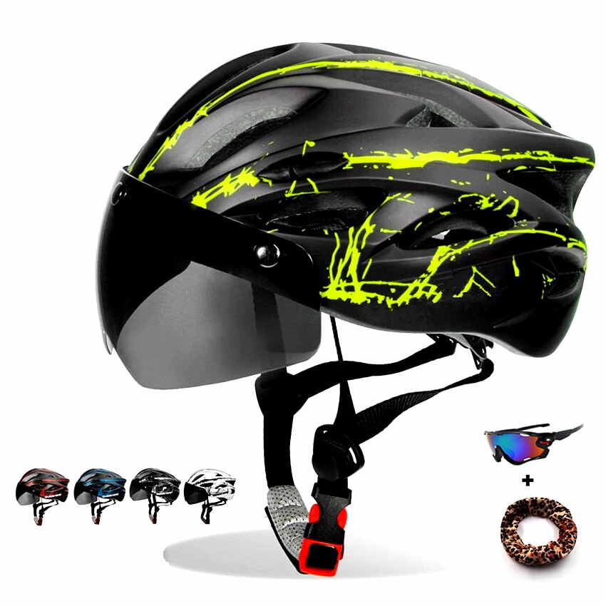 Stijlvolle Zwarte Bril Fiets Helm Ultralight Patroon Fietshelm Riding Mountain Racefiets Integraal Gegoten Fietshelmen