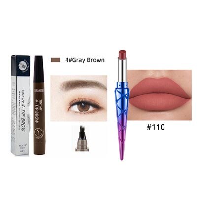 2 stk øjenbrynspen vandtæt fire-klø øjenbryn nuance makeup fire farver øjenbryn blyant brun sort: 04-110
