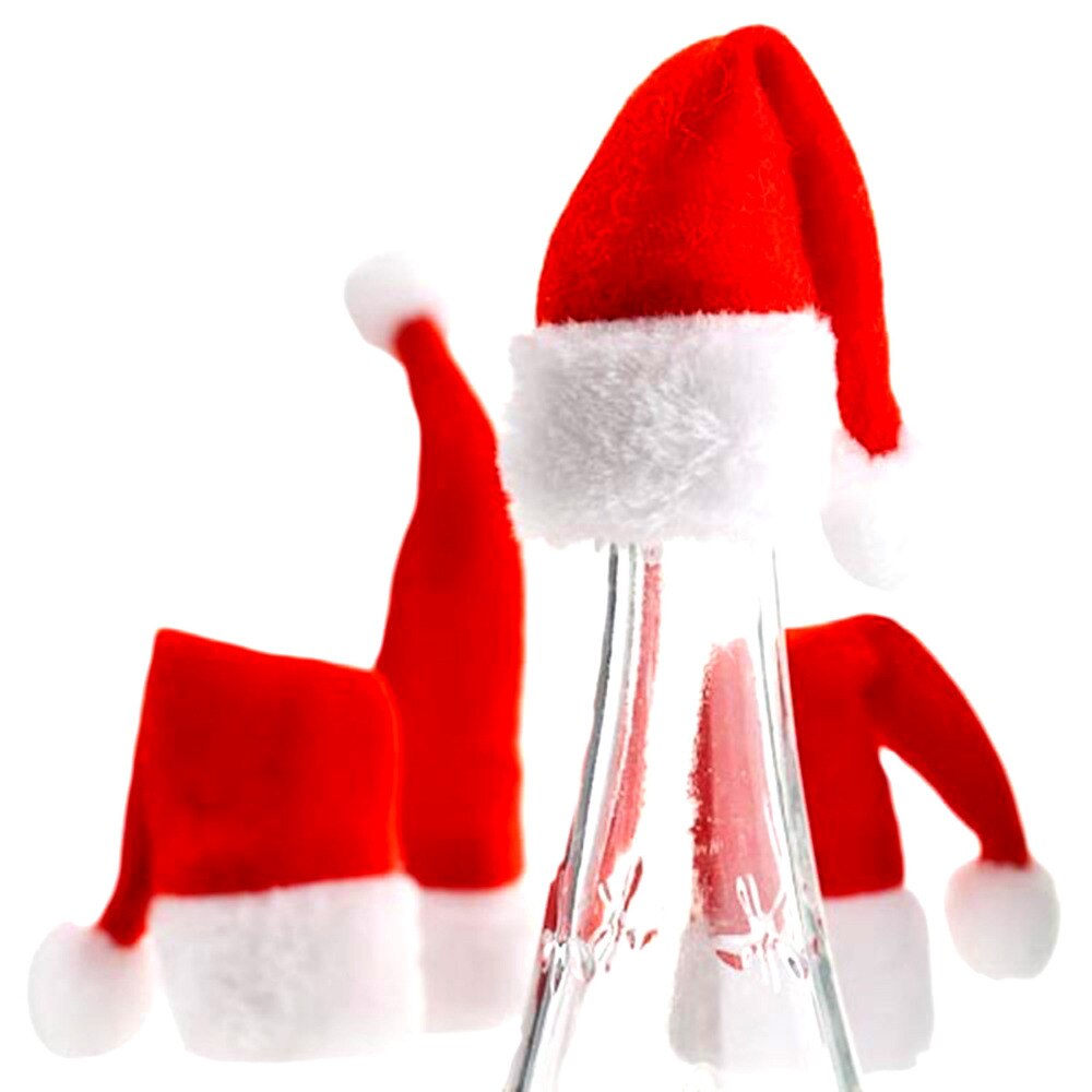 2 stuks kerstboomtop, kerstmanhoed, bekerhoed, 10*5.5 cm mini-kerstmanhoezen, kerstdecoratie, wijnfleshoezen