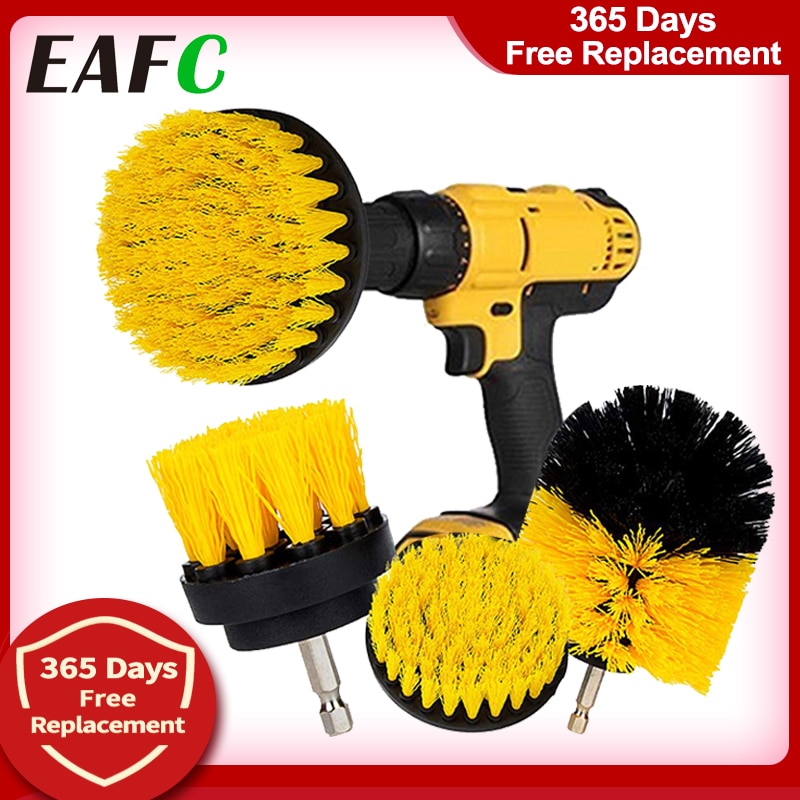 Cepillo de nailon eléctrico redondo para limpieza, brochas de taladro con estropajo de plástico para alfombras, neumáticos de coche, set de 3 unidades