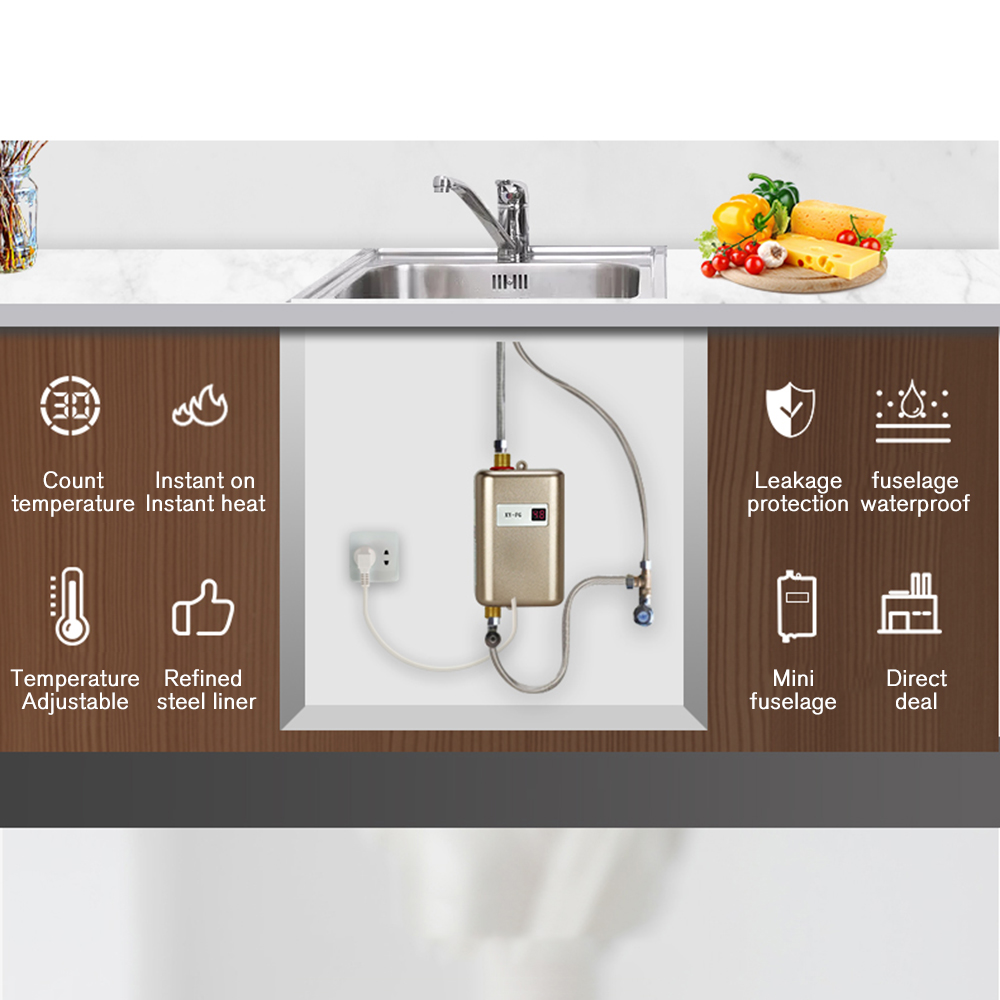 3800W Elektrische Boiler Momentane Douche Flow Snelle Verwarming Keuken Badkamer Rvs Tankless Boiler