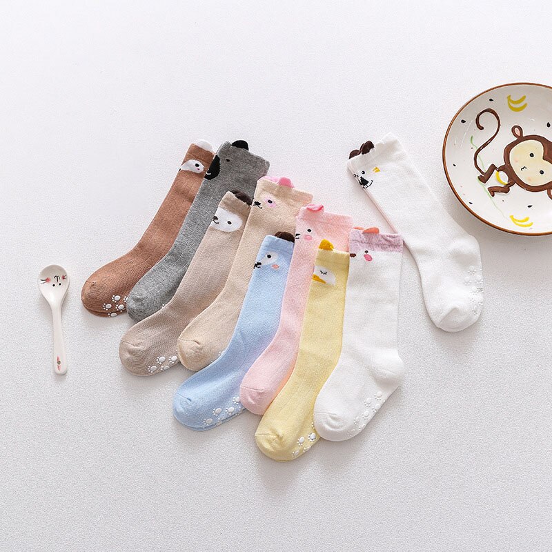 Childrens Baby 'S Unisex Herfst Winter Zachte Katoenen Sokken Knie Hoge Kids Jongens Meisjes Infant Peuter Anti Slip Cartoon Dieren Sokken