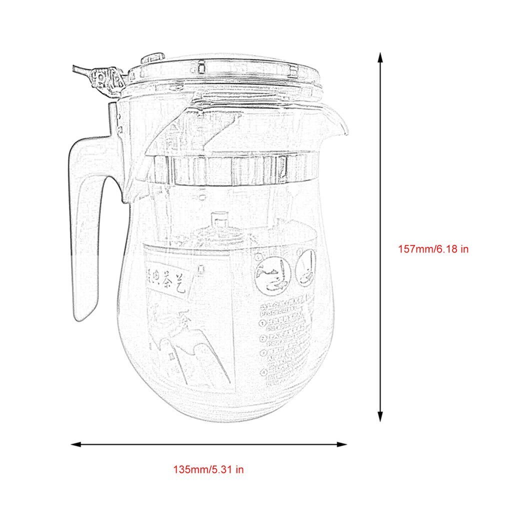 500ml Heat Resistant Glass Tea Pot Chinese Kung Fu Tea Set Puer Kettle Flower Tea Pot Convenient Home Office Teaset