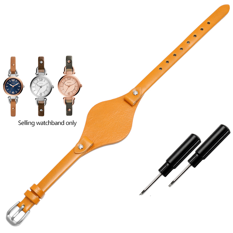 Correa de reloj de cuero de , 8mm, especial para correa femenina fósil ES3077 ES2830 ES3262 ES3060 ES4119 ES3148, pulsera Wonmen: Verde negro