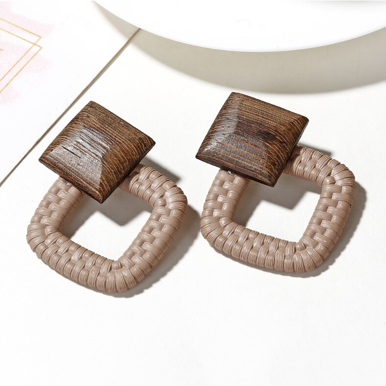 MGaidila, pendientes geométricos hechos de pendientes de madera, pendientes de estilo nacional retro bohemio
