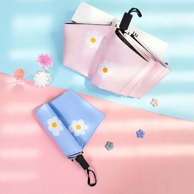 Rain Umbrella Parasol Folding Parasol UV-Protection Rain Or Shine Dual Purpose Umbrella Hipster eye charm san