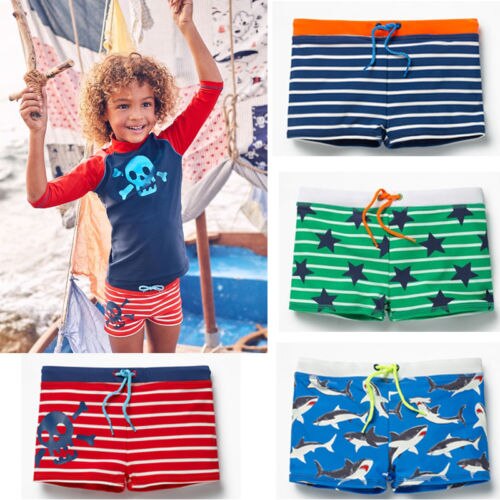 Brädshorts pojkar barn sommar strand badkläder simbadbyxor trunk randig storlek 1-6t