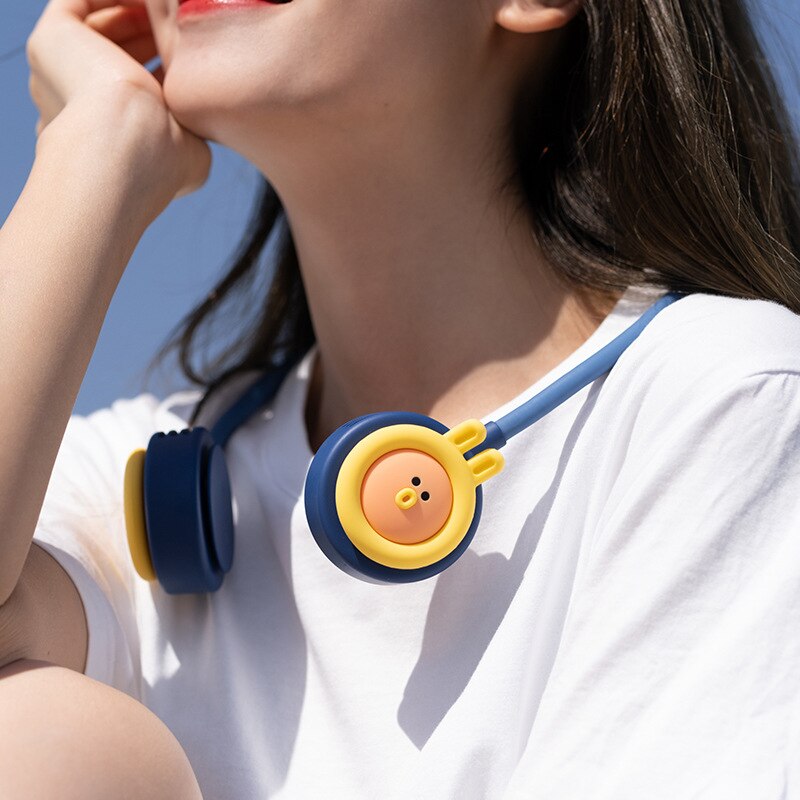 Product Leafless Hanging Neck Fan USB Charging Mini Cute Student Folding Lazy Hanging Neck Fan Refreshing Summer