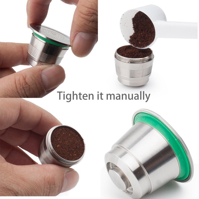 Coffee Machine Stainless Steel Capsule Filter Pos Tamper Refillable Reusable Press Refillable Coffee Capsules Filters