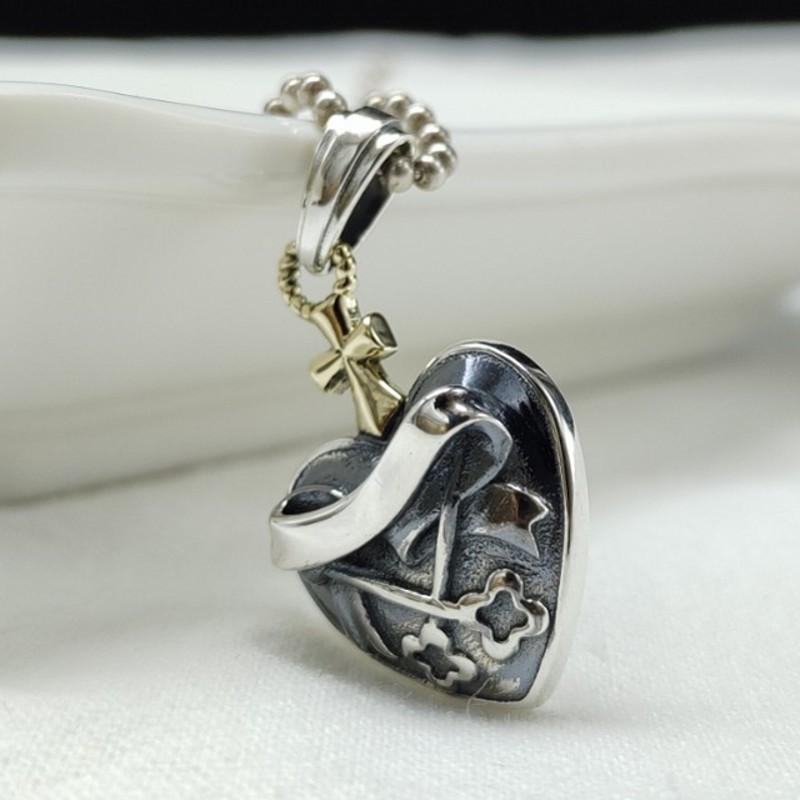 Bocai S925 Zilveren Sieraden Vintage Dubbelzijdig Solid Cross Hart Vrouw Hanger