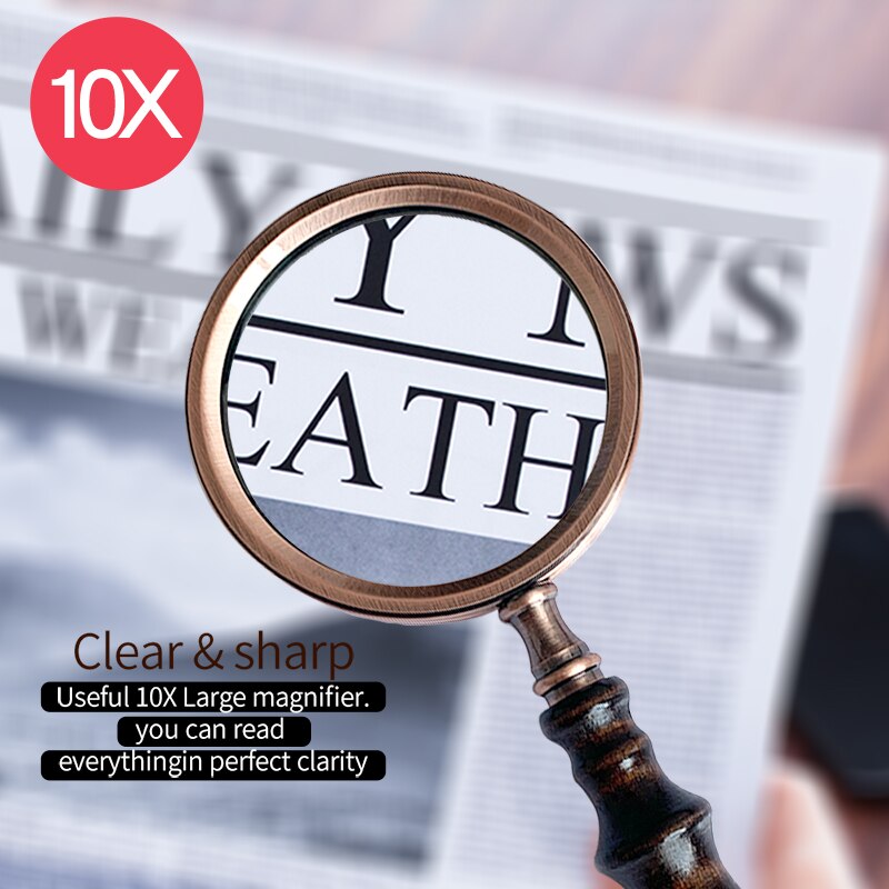 Handheld 10X Illuminated Magnifier Microscope Magnifying Glass Aid Reading for Seniors Loupe Jewelry Repair Tool With LED Light: 2280