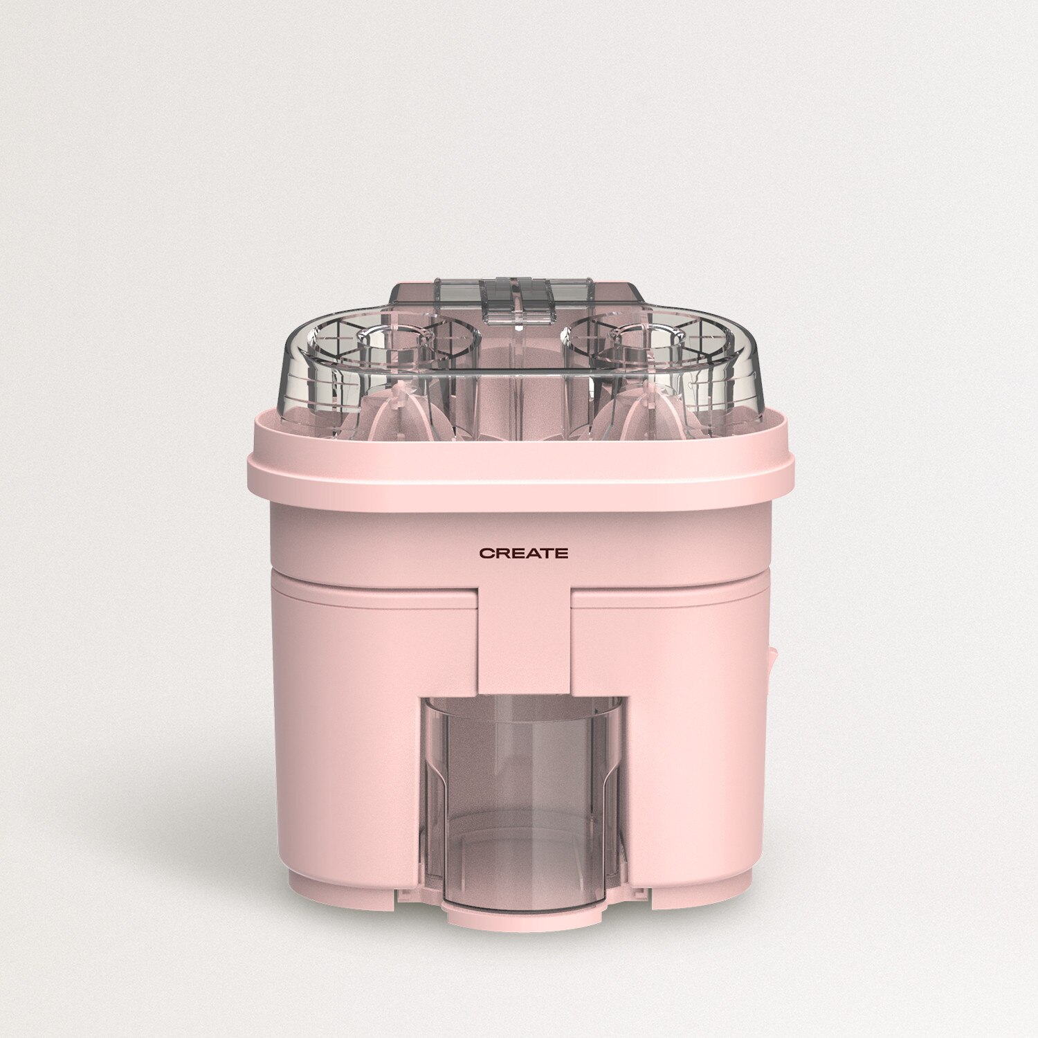 CREATE - JUICER DUAL - Exprimidor doble eléctrico 90W, Corta, Exprime, Zumos, Deposito de 500ml, Filtro de Pulpa: Rosa