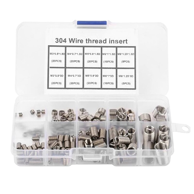 150Pcs Rvs Helicoil Thread Repair Insert Kit M3 M4 M5 M6 M8 Moer Kit Crew Mouwen Set Vervanging 37ME