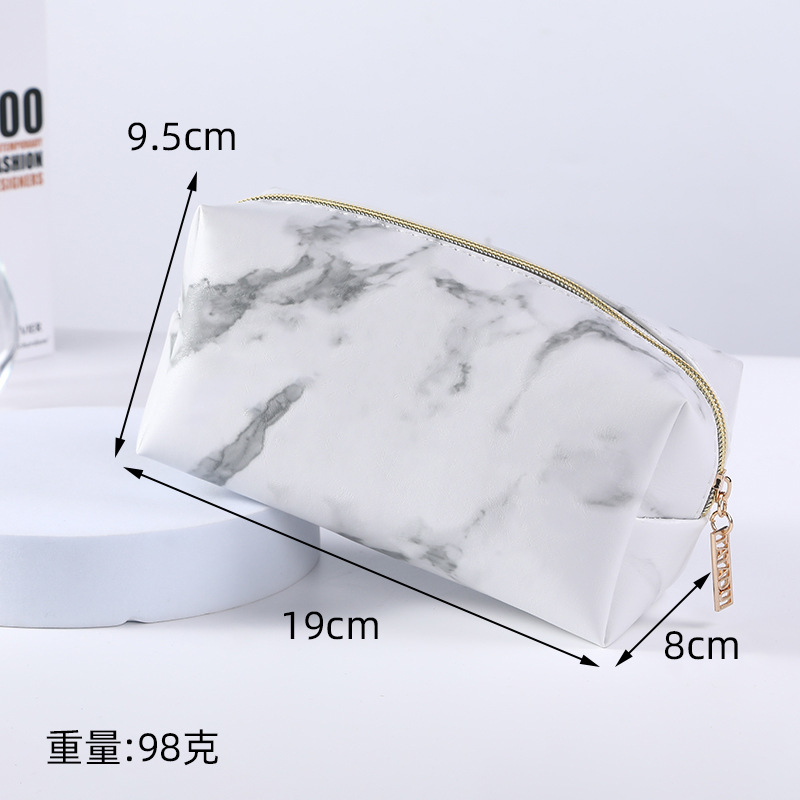 FUDEAM – sac à main de rangement multifonction pour femmes, sac à cosmétiques, motif marbre PU rose, trousse de maquillage imperméable: White-A