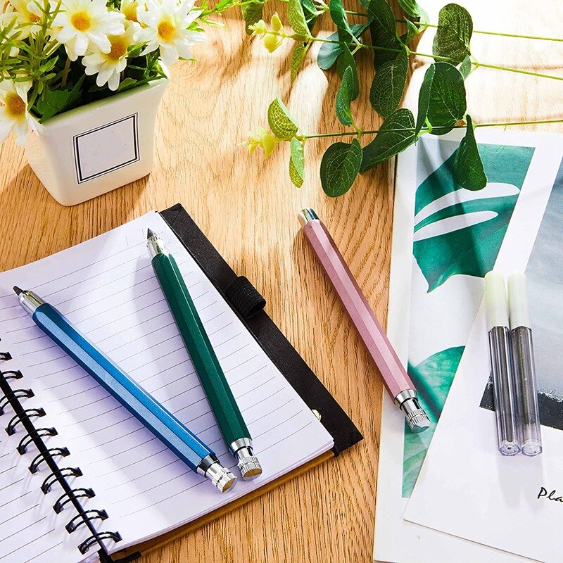 10 Piece 5.6mm Pencils Set Sketch Up Metal Automatic Mechanical Graphite Pencil for Crafting,Art Sketching,Woodworking