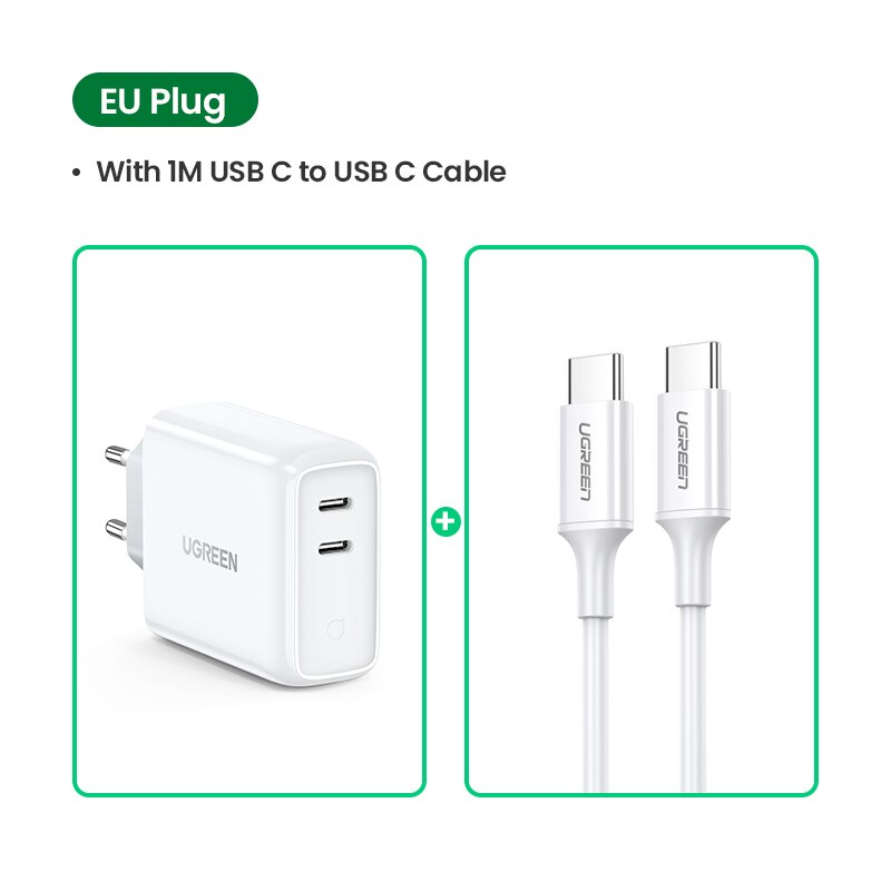 Ugreen PD36W Usb Pd Charger Quick Charge 4.0 3.0 Voor Iphone 11 Pro Xs Macbook Ipad Qc 3.0 Usb Type C Lader Voor Huawei Charger: Add 1M C-C Cable