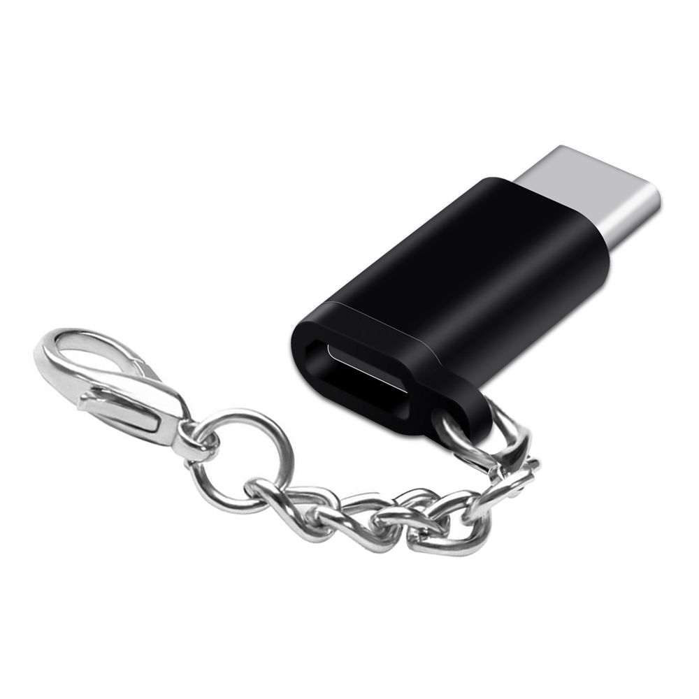 USB-C para chaveiro conversor micro usb, chaveiro com conector para xiaomi redmi note 7 pro 8 huawei p20 lite p30 mate adaptador tipo c, 20: Black