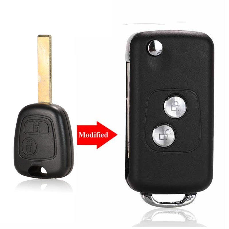 Jingyuqin 2 knappar modifierad flip bil nyckelfodral tom skal för citroen  c1 c2 c3 xsara picasso för peugeot 206 306 307 406: Hu83 / För peugeot