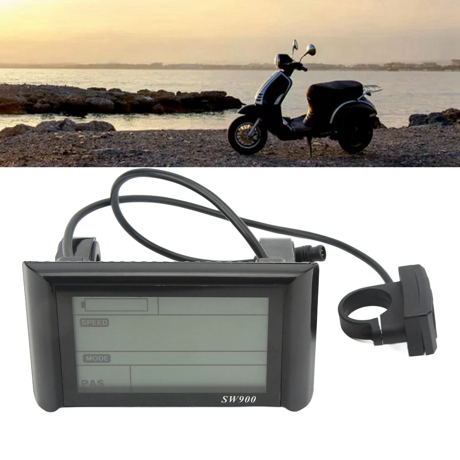 Elektroroller LCD-Display-Messgerät Elektrofahrrad LCD-Display Elektroroller SW900 LCD-Display-Messgerät mit wasserdichtem Anschluss