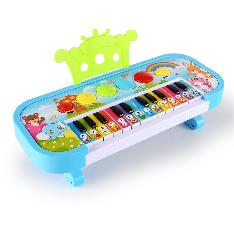 Børn pædagogisk baby mini musikalsk klaver legetøj multifunktionel 24- nøgle slik børn spædbørn elektronisk orgel klaver fødselsdag: Blå