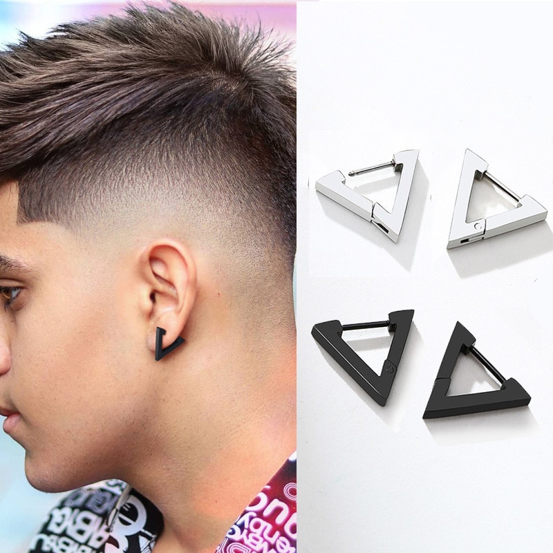 Pendientes de acero inoxidable con forma de triángulo para hombre y mujer, aretes pequeños, Piercing, Piercing, estilo moderno, único
