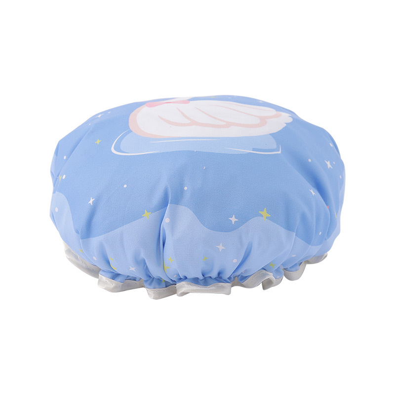Cute Double Layer Bath Caps Waterproof Silk Head Wrap Hair Cover Lampblack Soot Resistant Shower Caps Satin Bonnet Breathable