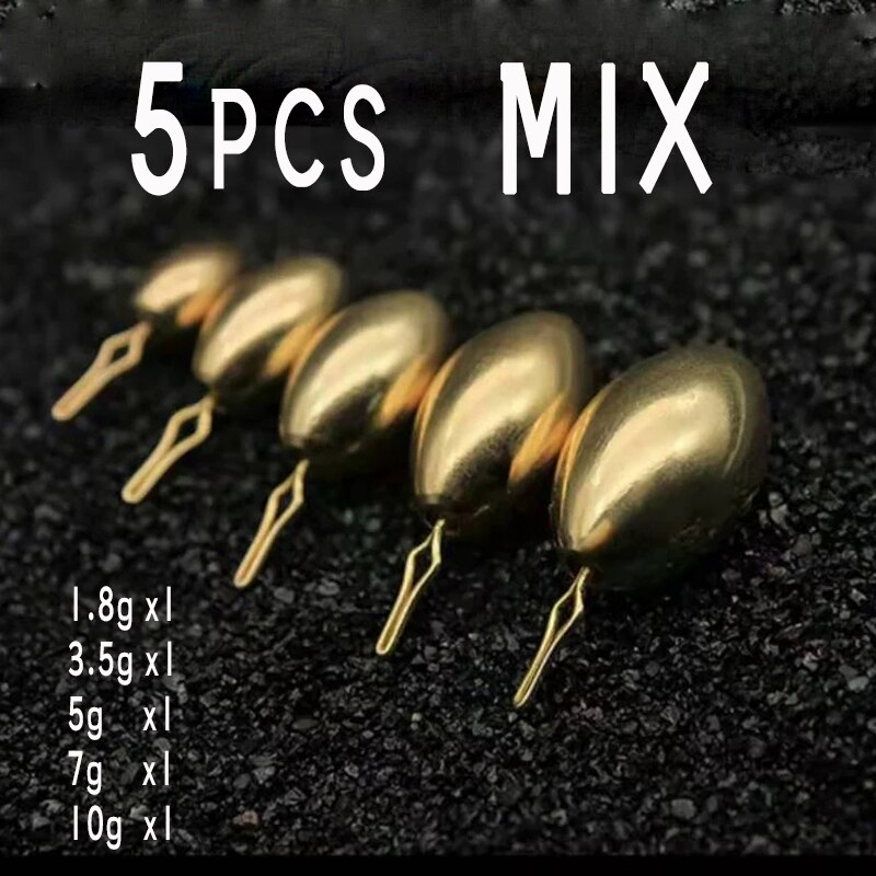 JIGEECARP 5pcs Fishing Bullet Weights Stainless Brass Slip Sinker For Hook Lure Texas Rig Non-Lead Brass Weight Sinker Accessory: mix 5pcs