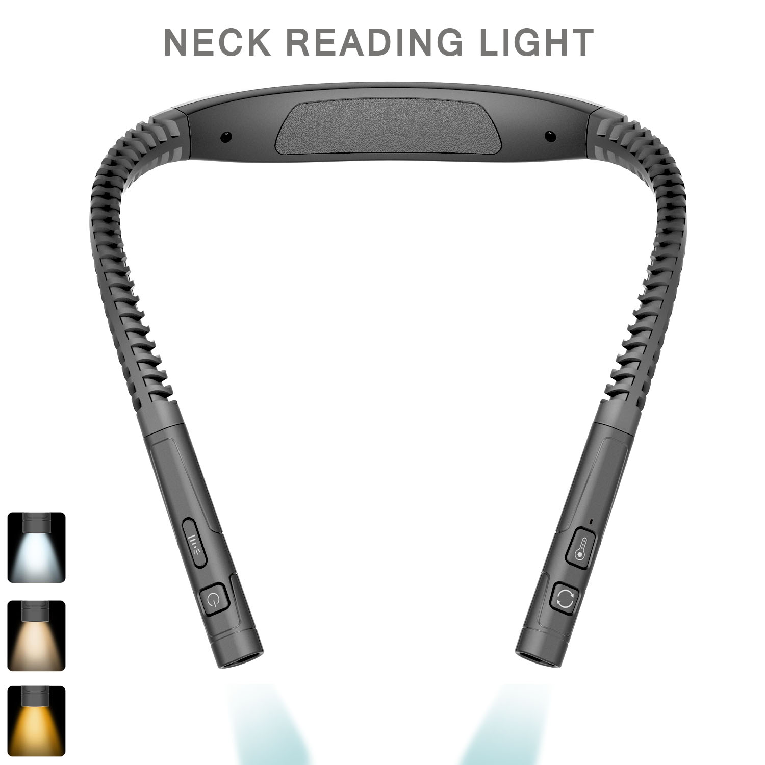 LED Neck Reading Light 3 Color 3 Brightness Book Light Reading Lamp Usb Rechargeable Lamp Flexible Arm Neck Read Lamp Book Lamp: changeable