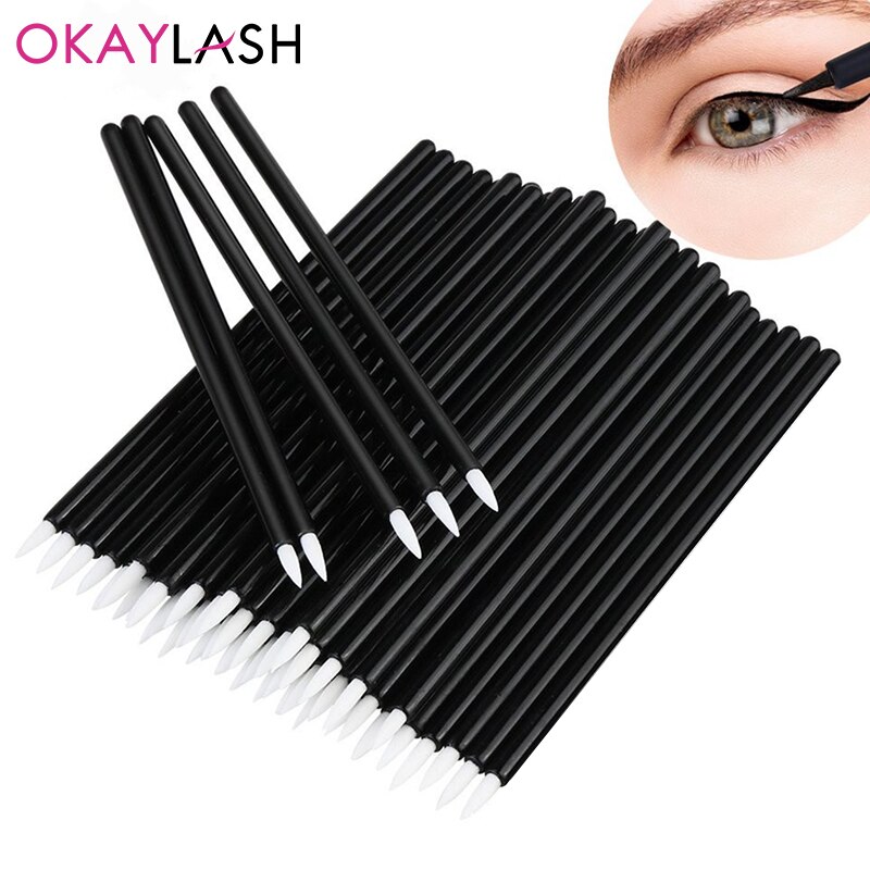 Okaylash nyeste 50 stk engangs nail art pensel liner maling pen manicure pensel nail art værktøjer børster: Øjenlinje børster