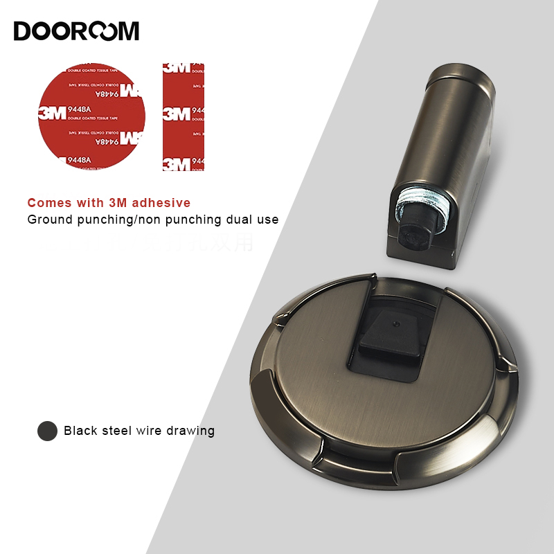 DOOROOM Winddichter Türstopper für Höhle Innenbereich, robuster Bodenstopper, hält sterben Tür offen, mechanischer Türstopper ohne Bohren, mit Schrauben: Grau