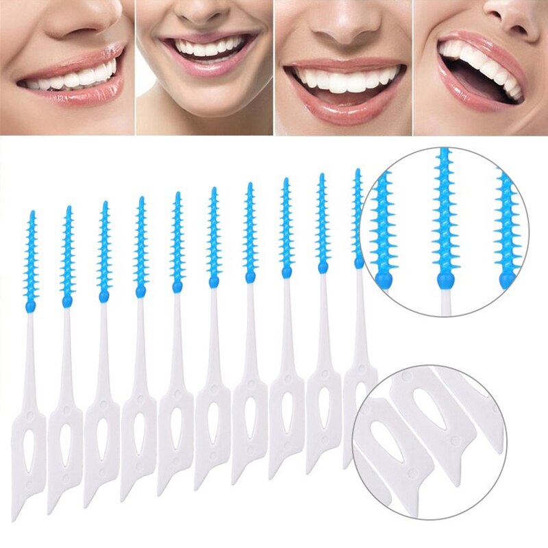 40 Pcs Tooth Hygiene Floss Adults Dual Interdental Brush Toothpick Teeth Stick Floss Pick Oral Gum Teeth Cleaning Care