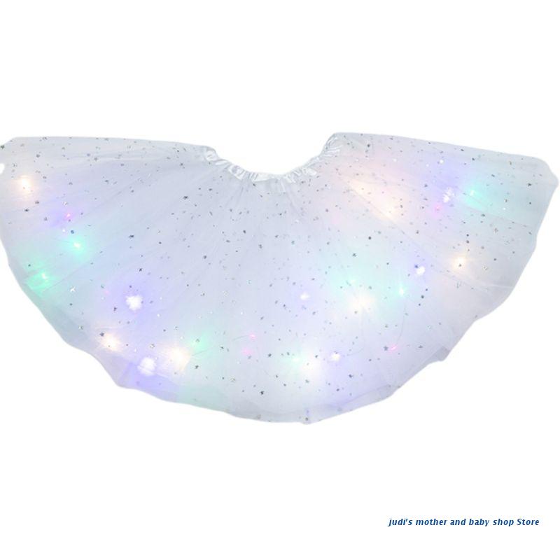 67JC-falda de tul para niñas, tutú con lentejuelas y estrellas brillantes para Ballet, 3-12T: white