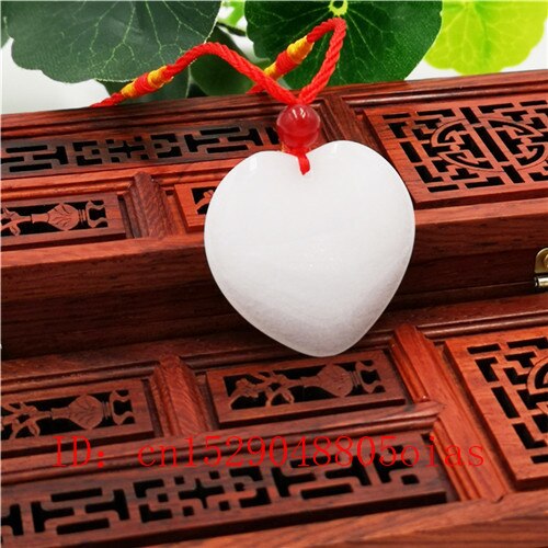 Natuurlijke Witte Chinese Jade Hart Hanger Ketting Charm Sieraden Dubbelzijdig Gesneden Amulet Mode Accessoires Voor Vrouwen